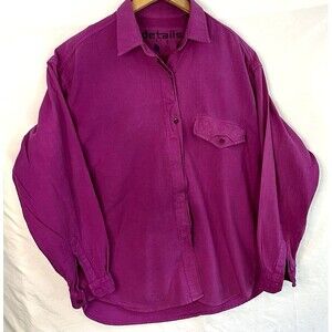 Vintage 80s DETAILS Cotton Button Down Shirt Pink Magenta Medium